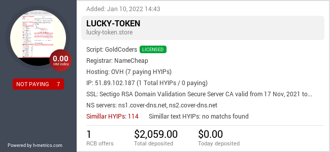 H-metrics.com widget for lucky-token.store