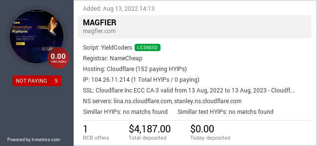 H-metrics.com widget for magfier.com