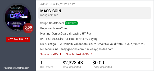 H-metrics.com widget for masg-coin.biz