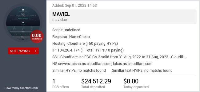 H-metrics.com widget for maviel.io