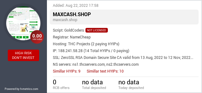 H-metrics.com widget for maxcash.shop