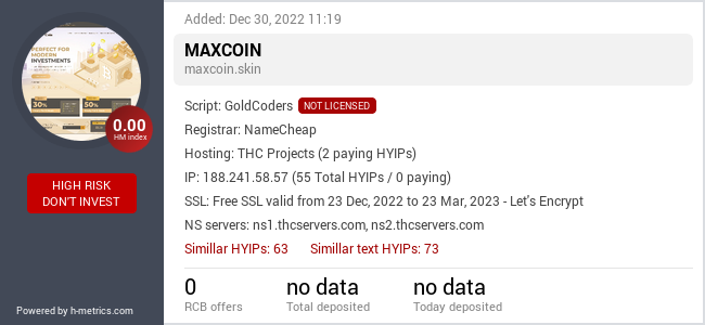H-metrics.com widget for maxcoin.skin