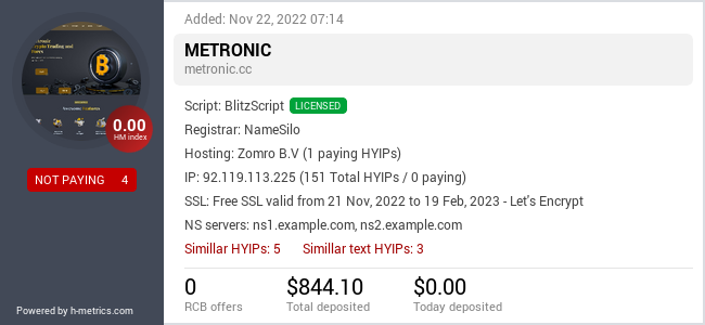 H-metrics.com widget for metronic.cc