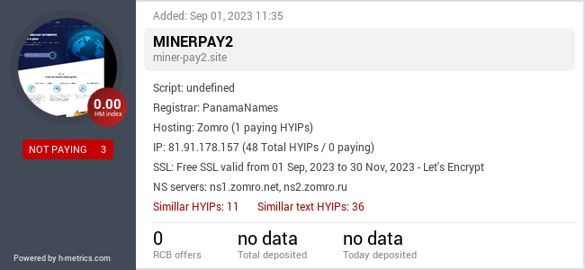 H-metrics.com widget for miner-pay2.site