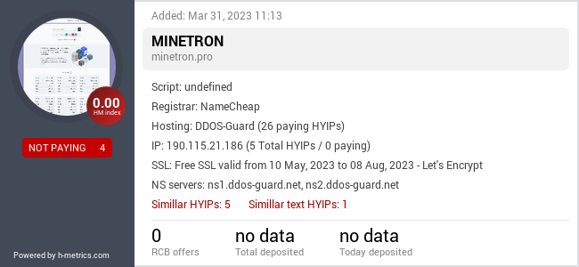 H-metrics.com widget for minetron.pro