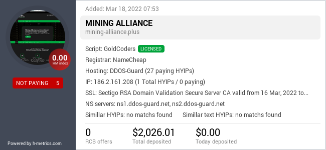 HYIPLogs.com widget for mining-alliance.plus
