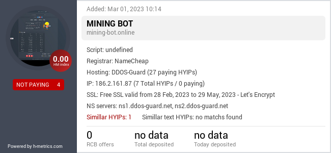 H-metrics.com widget for mining-bot.online