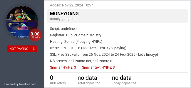 H-metrics.com widget for money-gang.life