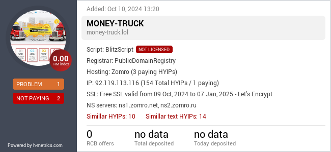 H-metrics.com widget for money-truck.lol