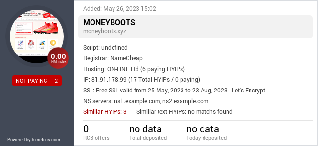 H-metrics.com widget for moneyboots.xyz