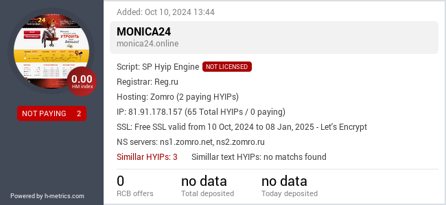 H-metrics.com widget for monica24.online