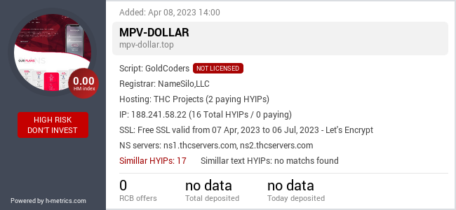 HYIPLogs.com widget for mpv-dollar.top