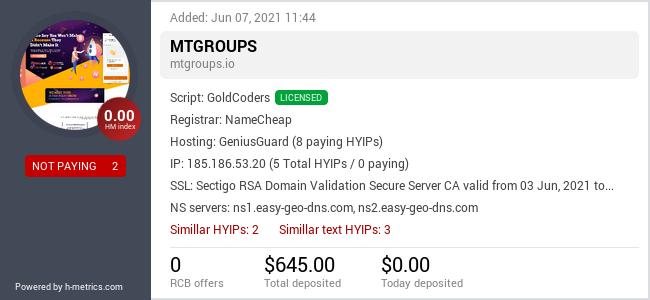 HYIPLogs.com widget for mtgroups.io