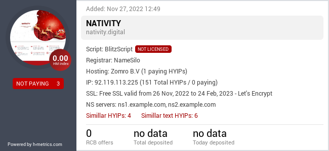 HYIPLogs.com widget for nativity.digital