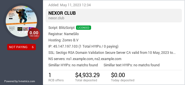 H-metrics.com widget for nexor.club