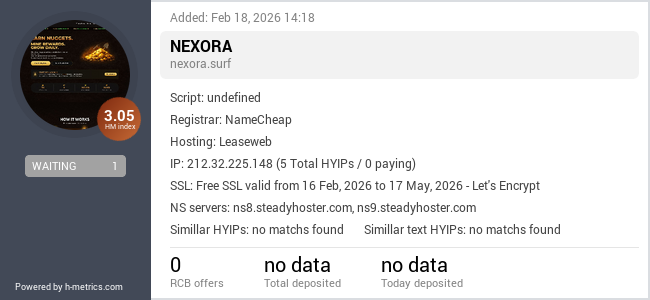 H-metrics.com widget for nexora.surf