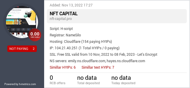 H-metrics.com widget for nft-capital.pro