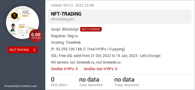 HYIPLogs.com widget for nft-trading.pro