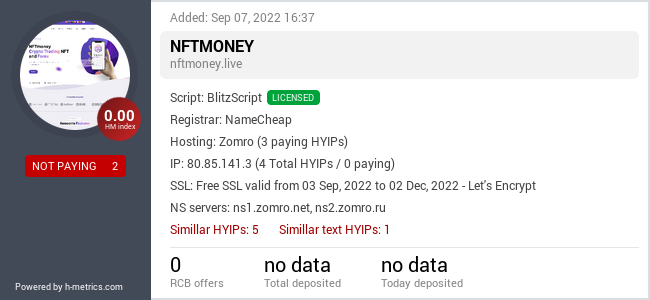 HYIPLogs.com widget for nftmoney.live