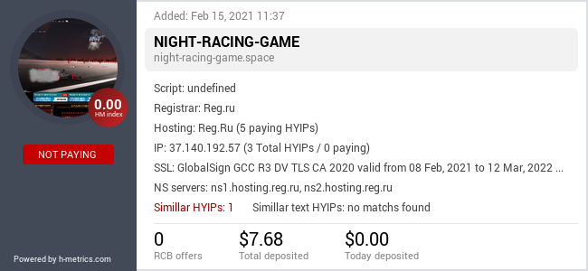 H-metrics.com widget for night-racing-game.space