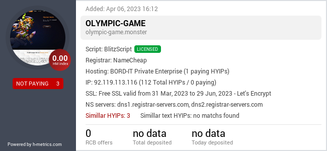 HYIPLogs.com widget for olympic-game.monster