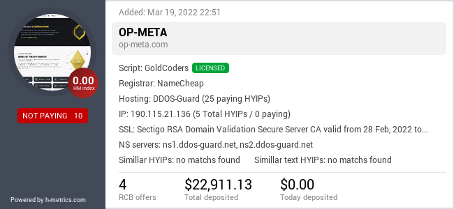 HYIPLogs.com widget for op-meta.com