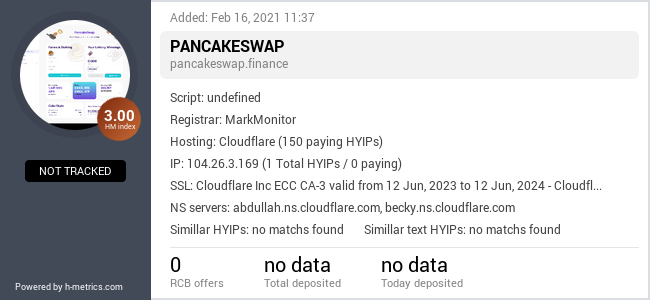 H-metrics.com widget for pancakeswap.finance