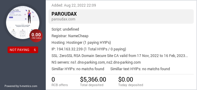 H-metrics.com widget for paroudax.com