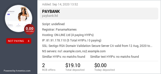 H-metrics.com widget for paybank.ltd