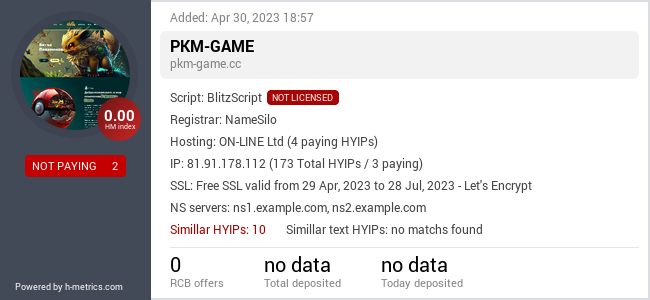 HYIPLogs.com widget for pkm-game.cc
