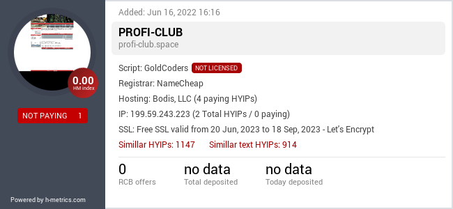 H-metrics.com widget for profi-club.space