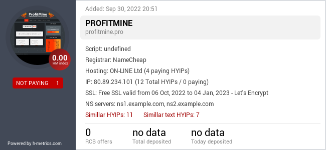 HYIPLogs.com widget for profitmine.pro