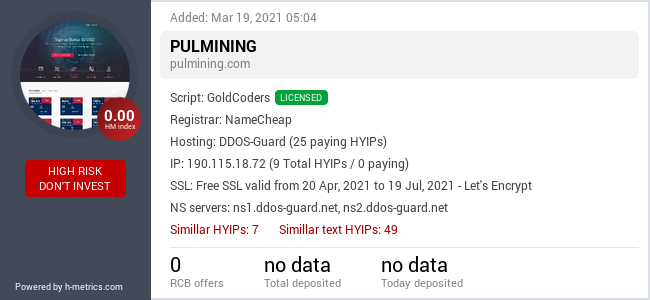 HYIPLogs.com widget for pulmining.com