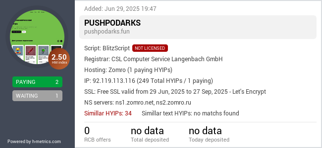 H-metrics.com widget for pushpodarks.fun