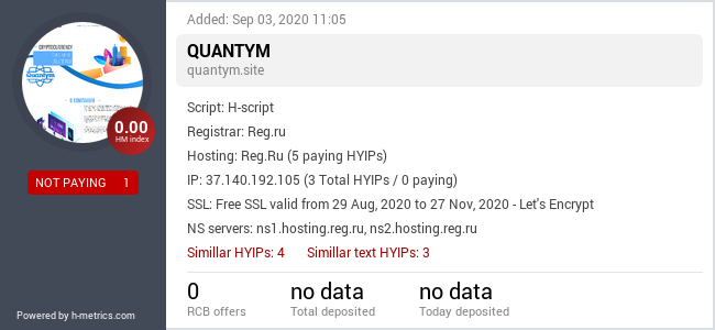 HYIPLogs.com widget for quantym.site