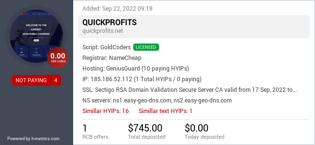 HYIPLogs.com widget for quickprofits.net