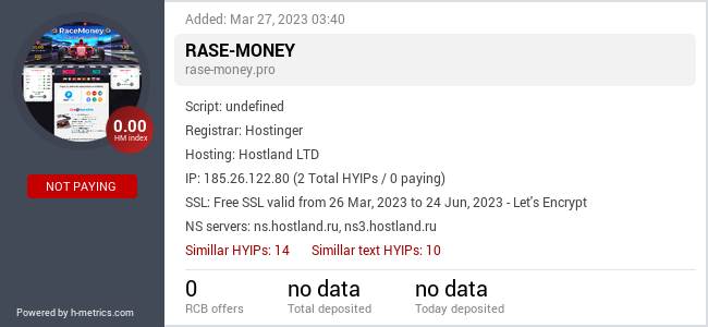H-metrics.com widget for rase-money.pro