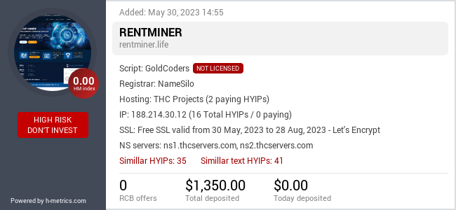 H-metrics.com widget for rentminer.life