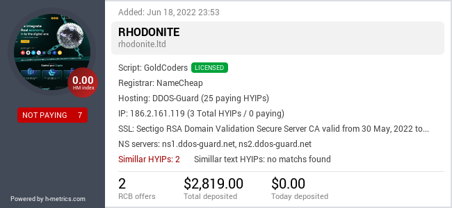 H-metrics.com widget for rhodonite.ltd