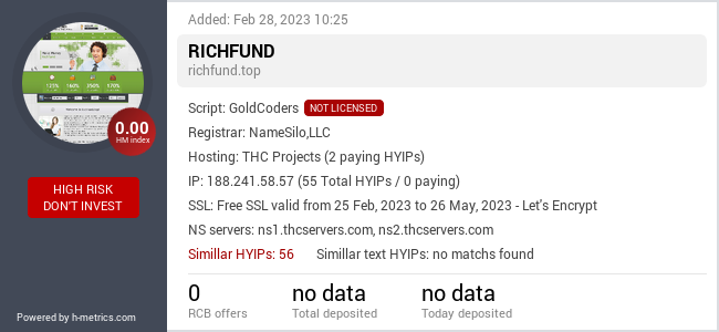 HYIPLogs.com widget for richfund.top