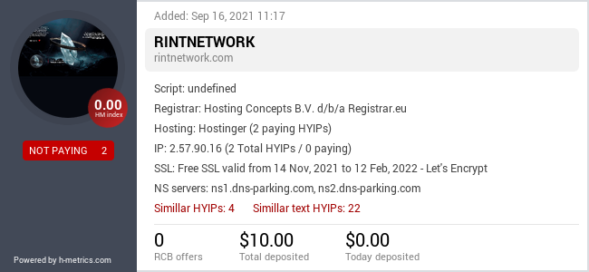 H-metrics.com widget for rintnetwork.com