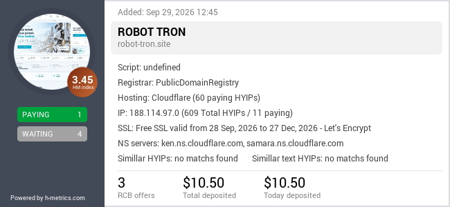 H-metrics.com widget for robot-tron.site