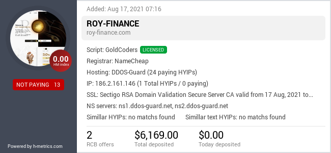 HYIPLogs.com widget for roy-finance.com