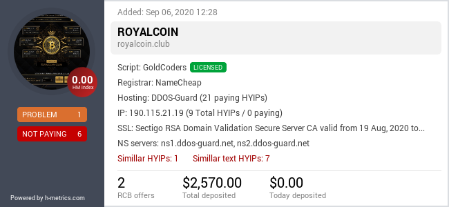 HYIPLogs.com widget for royalcoin.club