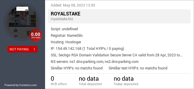 HYIPLogs.com widget for royalstake.biz