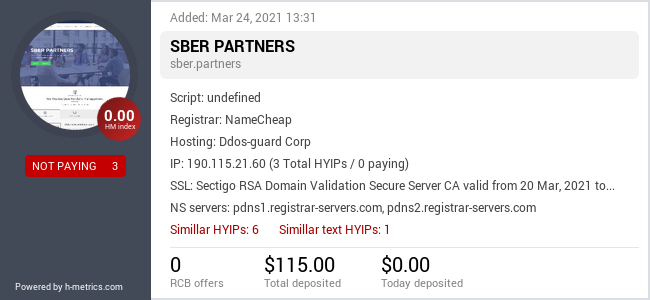 HYIPLogs.com widget for sber.partners