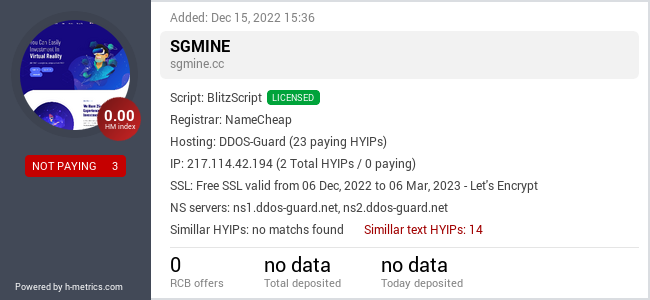 HYIPLogs.com widget for sgmine.cc