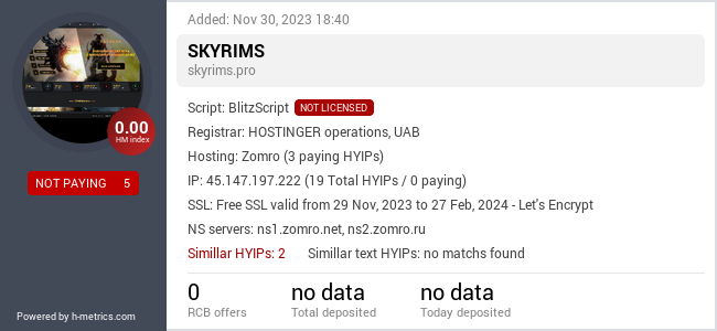 H-metrics.com widget for skyrims.pro