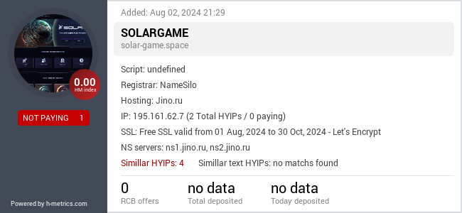 H-metrics.com widget for solar-game.space