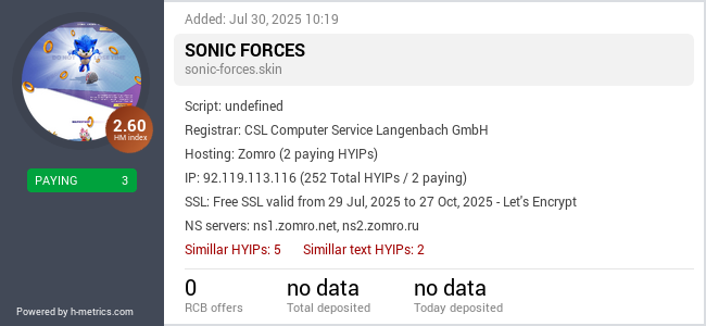 H-metrics.com widget for sonic-forces.skin